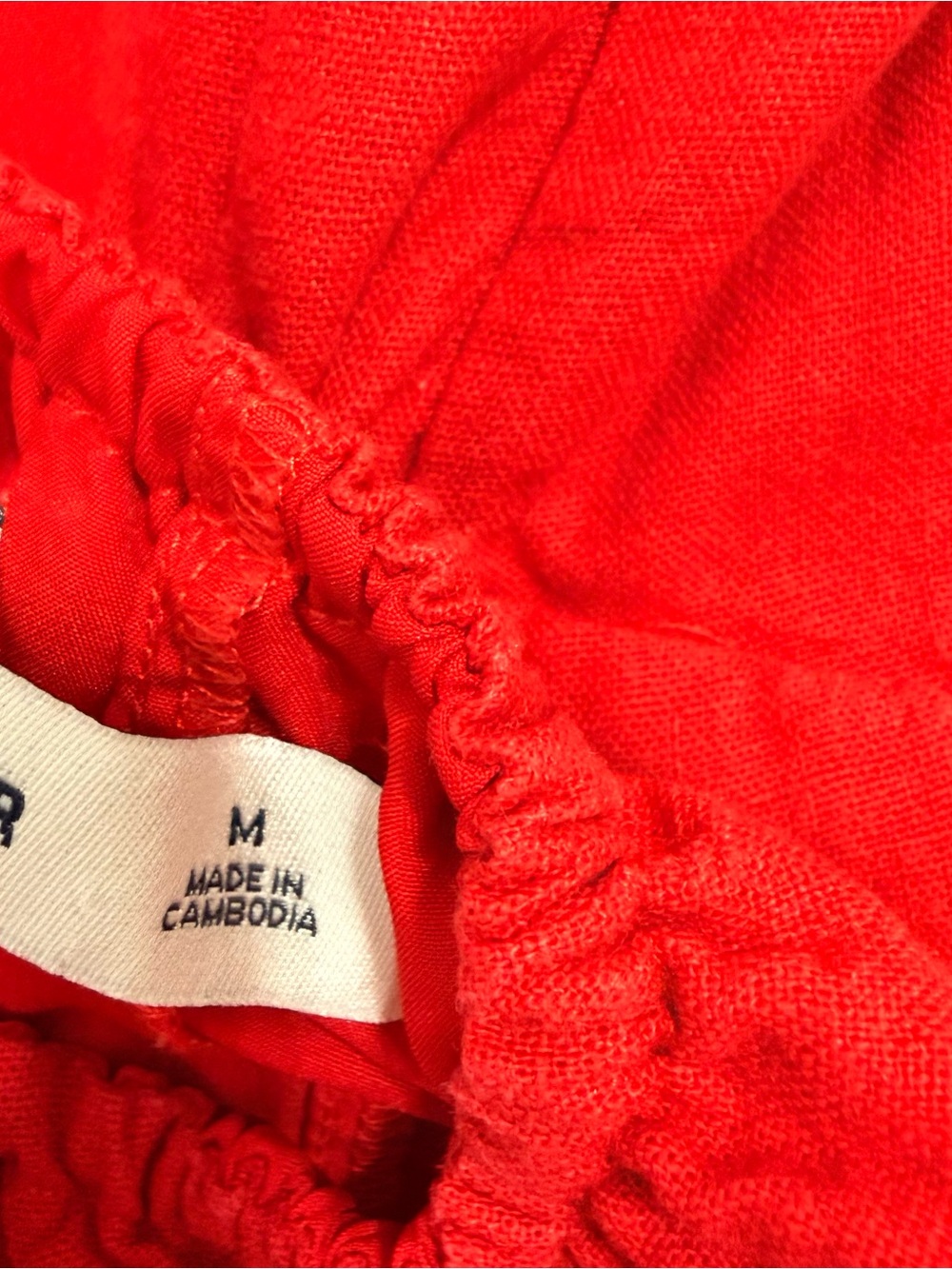 Red Classic Linen Summer Mini Dress M with build-in-cups - Picture 4 of 5